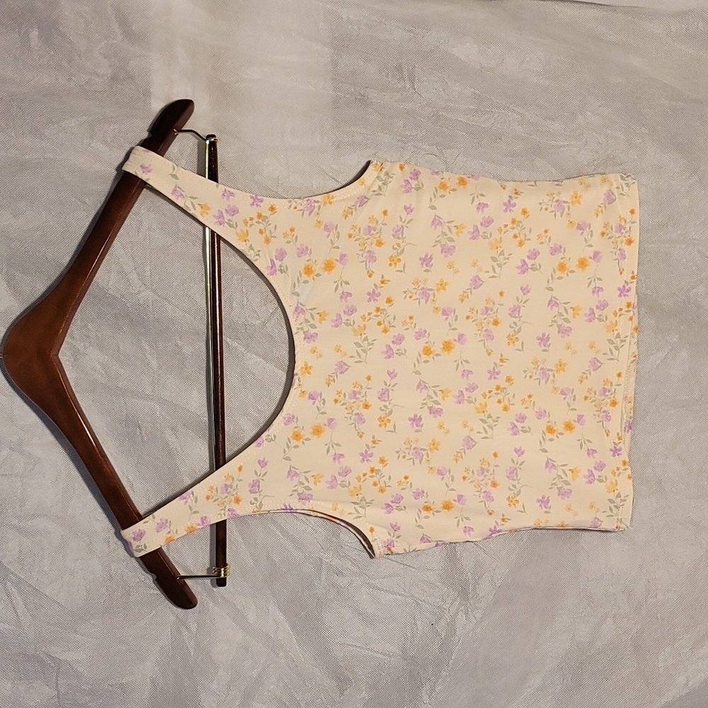 Hippie Rose Bone Floral Mesh Tank - Picture 2 of 8